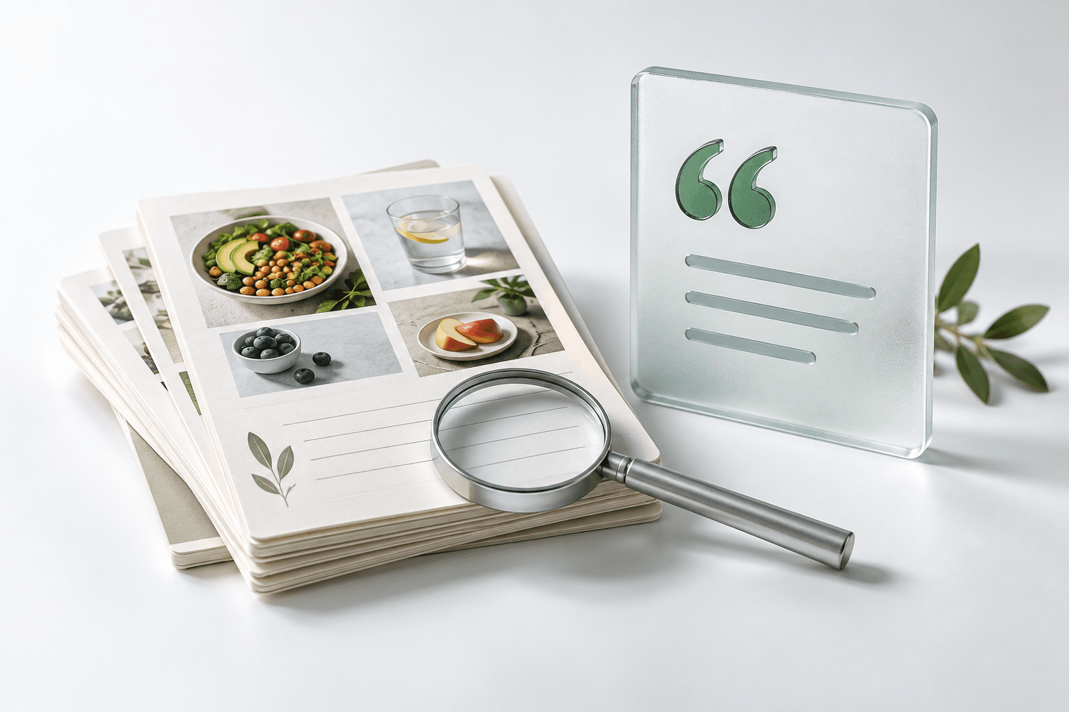 Concept illustration of journal records beside a plain-language observation represented by a quotation mark