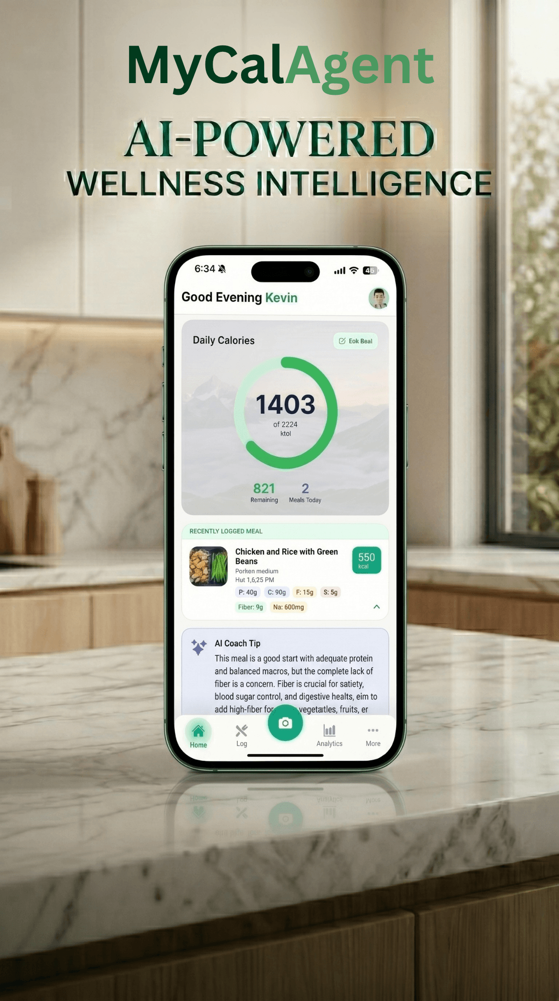 MyCalAgent wellness intelligence dashboard